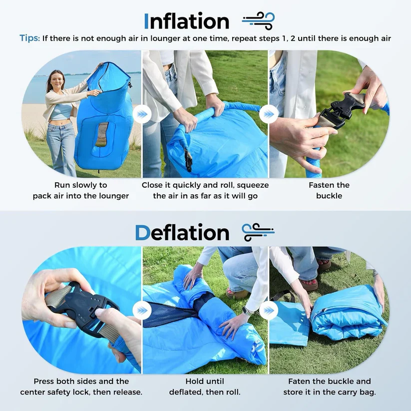 AeroLounge Go – Compact Pump-Free Inflatable Lounger - Image 7