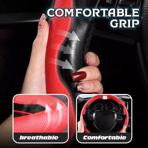 Nexi Customized Car Logo Breathable Ultra-thin 5D Leather & Carbon Car Steering Wheel Cover Universal Fit - Image 15