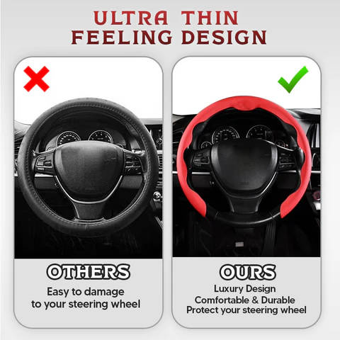 Nexi Customized Car Logo Breathable Ultra-thin 5D Leather & Carbon Car Steering Wheel Cover Universal Fit - Image 2