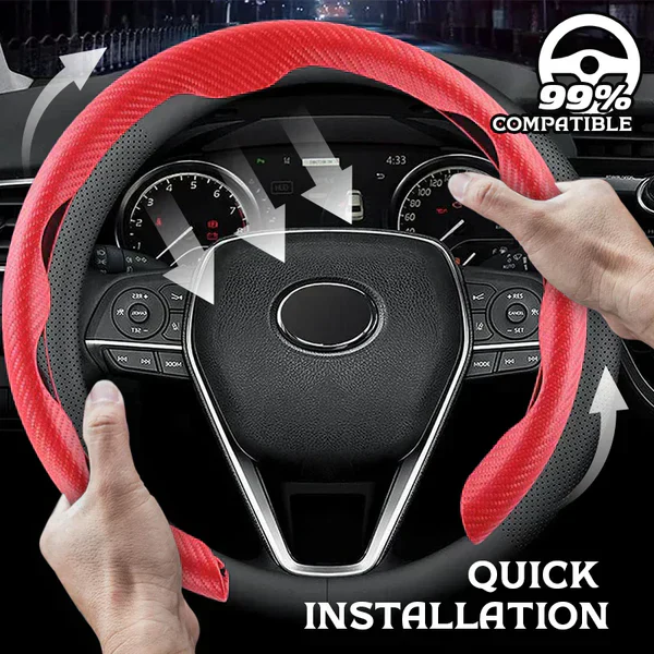 Nexi Customized Car Logo Breathable Ultra-thin 5D Leather & Carbon Car Steering Wheel Cover Universal Fit - Image 26