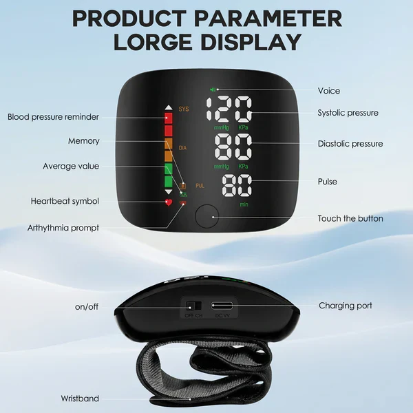 Wrist Blood Pressure Monitor – LED Display, Adjustable, Health Tracking - Image 9